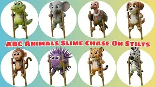 ABC Animals Slime Chase Sounds Song 🐊🐶 Funny Animal Sounds Song for Kids | Learn Alphabet A&ndash;Z