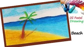 Easy Oil Pastel Drawing for Kids |  Beautiful Beach Art