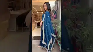 Teal Blue #Roman #Satin Suit with Printed #Dupatta🍁 #whatsapp @8660258336🍁🔥