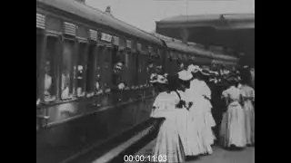 Edwardian Ladies on a Train Platform & Train Interior, 1890s - Film 1043874