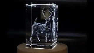 Exquisite Sambar Deer Engraved Crystal Sculpture - A Unique Gift for Wildlife Lovers - FSAN183