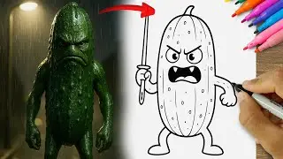 How to Draw a Cucumber Monster Easy | Funny Vegetable Monster Drawing Tutorial