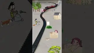 Dog is chasing man near the track and the train is approaching fast | Keyboard = Key + Board | USA