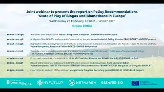 WEBINAR - State of Play of Biogas and Biomethane in Europe