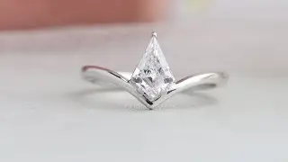 Antique Shape Kite Cut Lab Diamond Solitaire Engagement Ring @ourosjewels