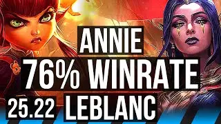 ANNIE vs LEBLANC (MID) | 76% winrate, Legendary | EUW Master | 25.22