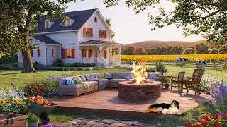 Cozy Country House &ndash; Relaxing Music with Firepit, Dog, Flowers & Countryside Farm Vibes