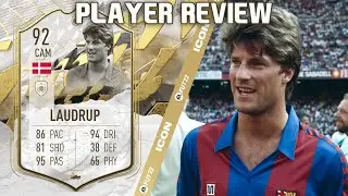 UNDERRATED BEAST! 🇩🇰 92 ICON MOMENTS LAUDRUP PLAYER REVIEW! FIFA 22 ULTIMATE TEAM