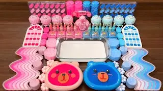 Slime Mixing Glossy: Pink vs Blue Makeup ASMR | Clay Satisfying