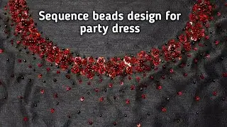 Easy sequence and beads design for party dress ||Hand embroidery design in malayalam😍
