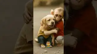 Monkey Helps Little Puppy 🐵🐶 | Kids Cartoon #shorts #youtubeshorts #shortsfeed