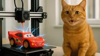 Mama Cat Builds a Lightning McQueen Car and Helps a Little Panda Heal 🚗❤️