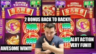 GREAT BACK-TO-BACK BONUS ON RISING FORTUNES (ALOT BONUSES ON ENDLESS TREASURE