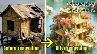 Build a dreamy flower-filled cottage in the lake using bamboo.#diy #cooking #home