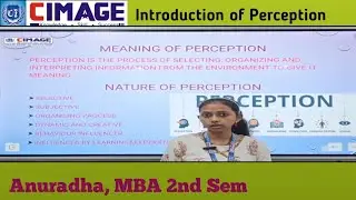 Introduction of Perception, By- Anuradha,  MBA 2nd Sem Organisational Behaviour #OB