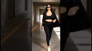 OOTD: Fitted black crop top, high-waisted wide-leg black trousers, and clean white chunky sneakers.