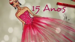 Desenho de Moda - Vestido 15 Anos (longo)