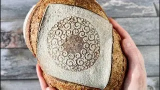 Using stencil for sourdough bread art - recipe included in the description below!