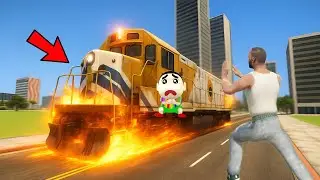 SHINCHAN AND FRANKLIN'S FIRST TRAIN EXPERIENCE GOES WASTE IN INDIAN BIKE DRIVING ~ GTA V 