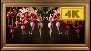 4K TV WALLPAPER Elegant Fuchsia Flower Painting | Symmetrical Floral Fine Art