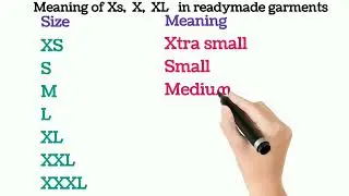 Size Chart Meaning | Meaning of M , L,  XL in Garments | Full Form of XS, S, M, L, XL, XXL Size