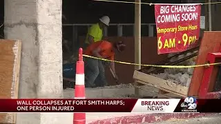 Wall collapses at Harps in Fort Smith