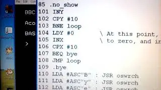 BBC Micro  Assembly program displaying 3X Table.
