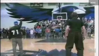 !!BASKETBALL SHOT BLINDFOLDED FROM HALF COURT!!