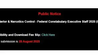 How fee Submit FC Constabulary -Ministry of Interior & Narcotics Control Federal  Executive