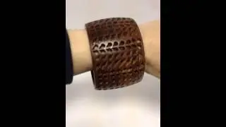 Oasis Dark Wood With Holes Cut In Big Wide Chunky Bangle