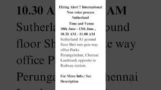 Hiring Alert !! International Non voice process Sutherland