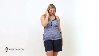 Women's Plus Size Ocean Mesh Zip Up Racerback Tankini Top