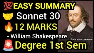  Sonnet 30 by William Shakespeare  Summary  Degree 1st Sem | OU #1stsem