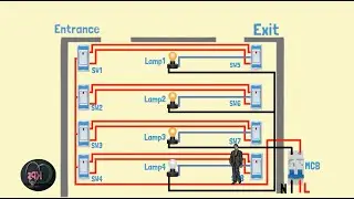 Hallway/Corridor Wiring Diagram | Light & Two-Way Switch Animations