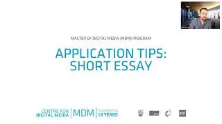 Master of Digital Media Application Tip: Short Formal Essay