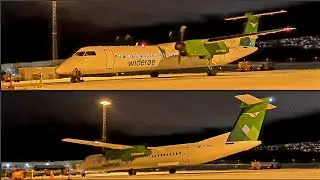 DHC Dash 8-400 engine start up & taxi out of stand 25 (Troms&oslash; Airport)
