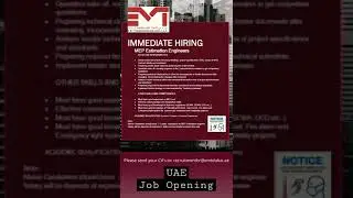 UAE Job Vacancy|| MEP Estimation Engineer || July 2021 #shorts #dubai