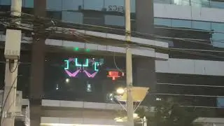 Paintpam(Paint+Beam Projector)  and  transparent led film display   test  installation