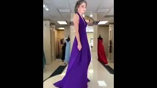 Lovost-Regency Deep V-neck Chiffon Prom Dress