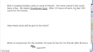 Word problems 2 - Find starting amount & write expression - Grade 7