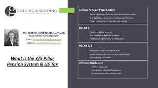 Foreign Pension US Tax & Reporting (3/5 Pillar System)