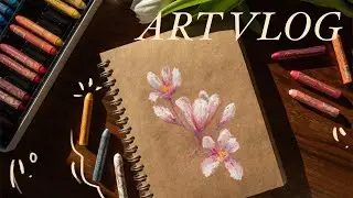 Unboxing new Paul Rubens oil pastels, cleaning my art space & drawing outside✨🌷 April Art Vlog