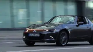 Mazda MX-5 RF in Machine Grey Driving Video in Barcelona | AutoMotoTV