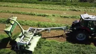 Massey Ferguson 8130 mowing with Claas Disco