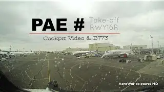 Take-off at EVERETT Paine Field airport (PAE/KPAE) Boeing factory - cockpit view