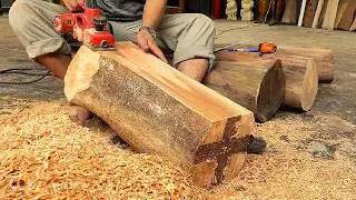 Make a Bed From a Tree Trunk // Amazing Woodworking Project - Robert Madison