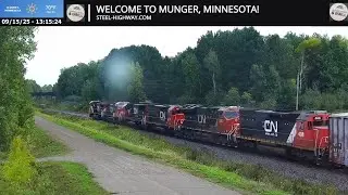 SHR - Short CN Train with Trailing Ex DMIR Tunnel Motor Duo at Munger, MN (9-15-25)