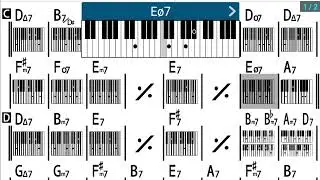 Jazz-Latin 111bpm D minor Piano chord training drums bass Track