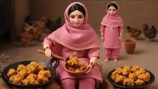 Miniature Village Cooking | Doll Making pakode in Traditional Style 🥬🍖@AnamZeya-g2b 