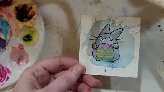 Happy Easter! I paint 2 cute Totoro Easter Watercolors